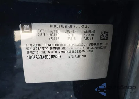 2013 Cadillac Ats Standard из США, поврежденный, VIN 1G6AA5RA8D0169296